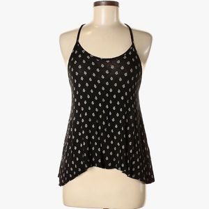 Aeropostale Black Tank with Creamy White Print & Floral Straps